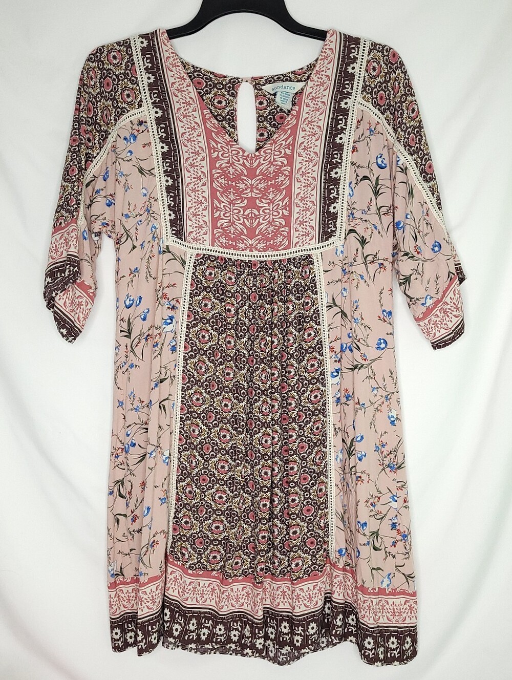 SUNDANCE Women's Patchwork Floral Print Festival Mini Dress SMALL